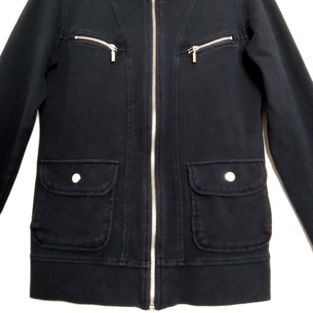 Style & Co.Black Mock Neck Zip Up 95% Cotton Athletic Jacket Comfort Sz S - Picture 2 of 7